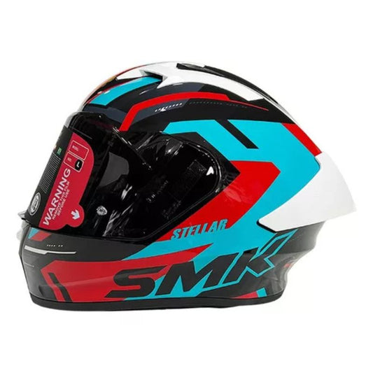 CASCO SMK STELLAR K-POWER NEGRO AZUL ROJO VISOR HUMO