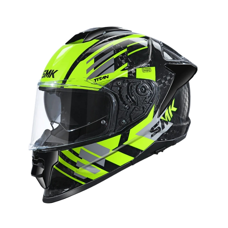 CASCO SMK TITAN CARBON T-RACE NEGRO AMARILLO GRIS