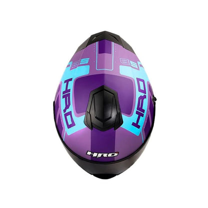 CASCO HRO HRO-518DV CREMER MORADO NEON AZUL VISOR HUMO