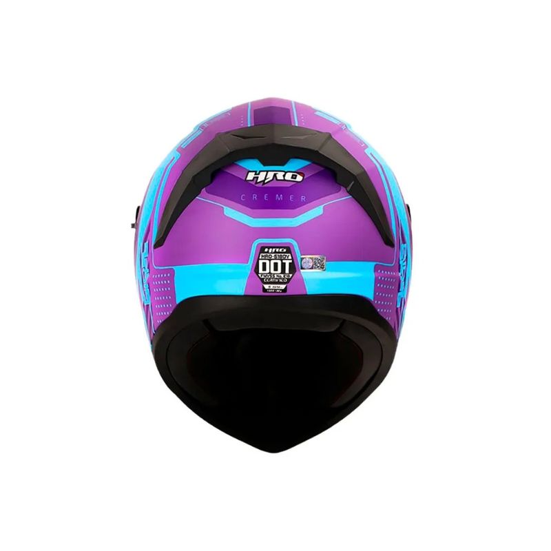 CASCO HRO HRO-518DV CREMER MORADO NEON AZUL VISOR HUMO