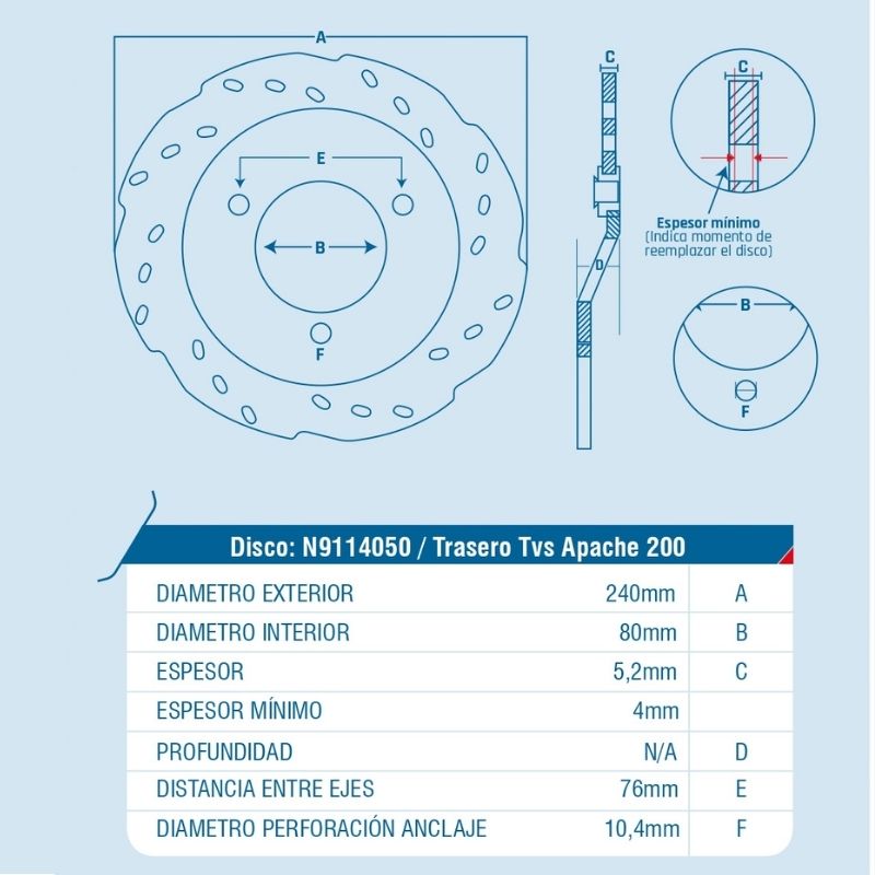 DISCO DE FRENO ICHIMAX TRASERO APACHE200