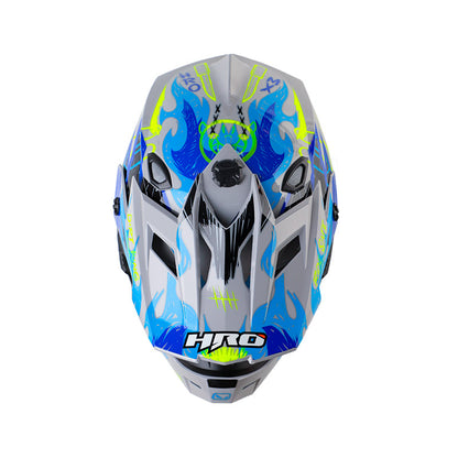 CASCO HRO HRO-MX03 FIRE GRUNGE GRIS AZUL