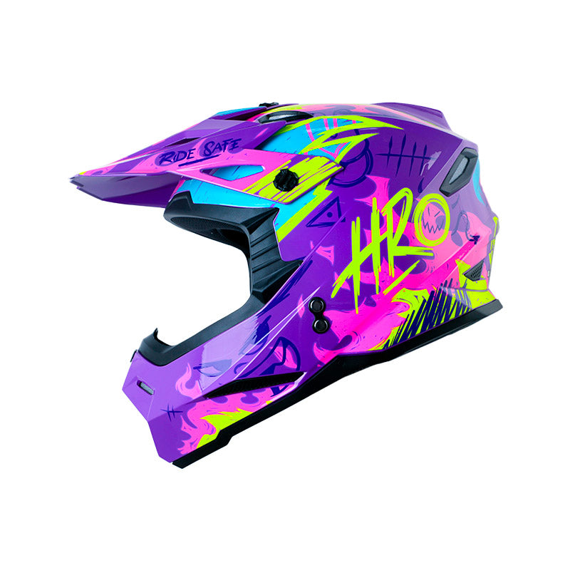 CASCO HRO HRO-MX03 FIRE GRUNGE MORADO FUCSIA