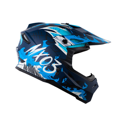 CASCO HRO HRO-MX03 FIRE GRUNGE MATE AZUL OSCURO AZUL