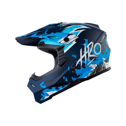 CASCO HRO HRO-MX03 FIRE GRUNGE MATE AZUL OSCURO AZUL