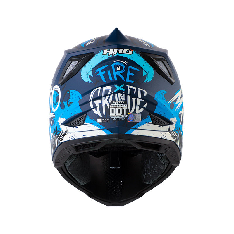 CASCO HRO HRO-MX03 FIRE GRUNGE MATE AZUL OSCURO AZUL