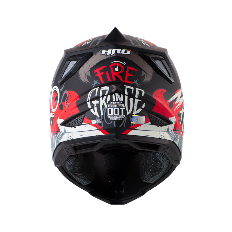 CASCO HRO HRO-MX03 FIRE GRUNGE NEGRO ROJO