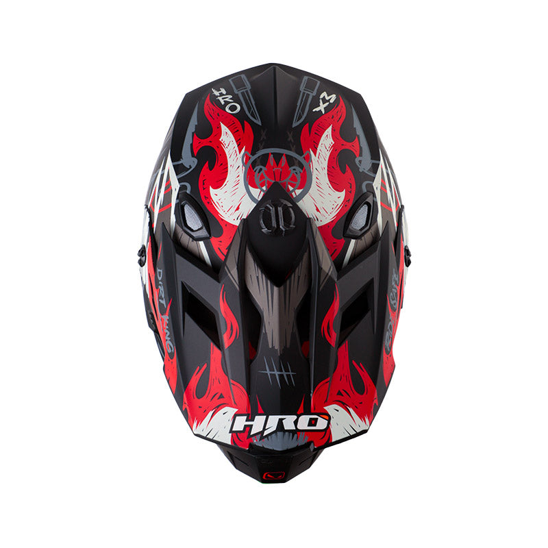 CASCO HRO HRO-MX03 FIRE GRUNGE NEGRO ROJO