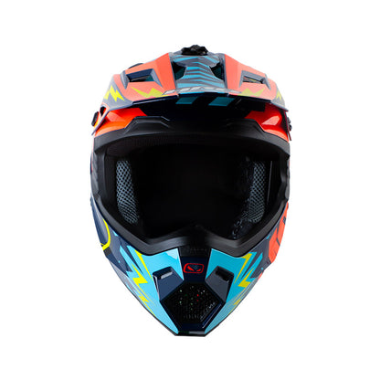 CASCO HRO HRO-MX03 SCRIBBLE AZUL OSCURO NARANJA NEON