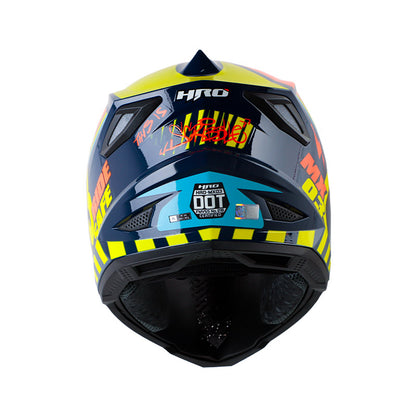 CASCO HRO HRO-MX03 SCRIBBLE AZUL OSCURO NARANJA NEON