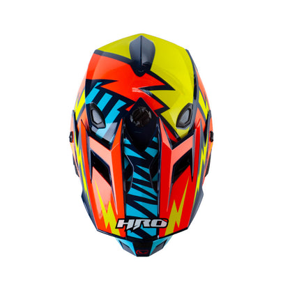 CASCO HRO HRO-MX03 SCRIBBLE AZUL OSCURO NARANJA NEON