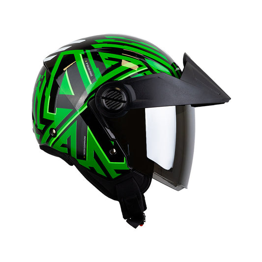 CASCO ICH ICH-102 REY DE COPAS NEGRO VERDE VISOR PLATA