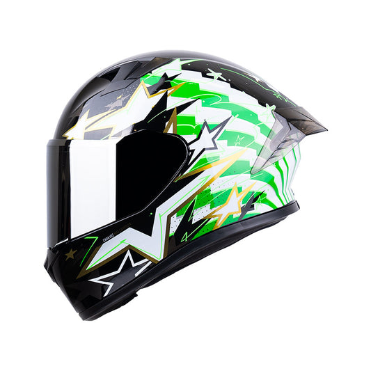 CASCO ICH ICH-503 MAS CAMPEON NEGRO VERDE VISOR PLATA