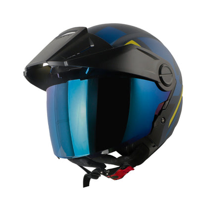 CASCO SHAFT SH-212 DRAK MATE AZUL OSCURO AMARILLO NEON