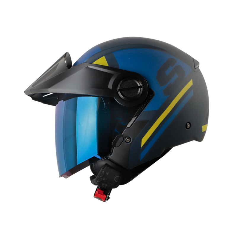 CASCO SHAFT SH-212 DRAK MATE AZUL OSCURO AMARILLO NEON