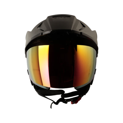 CASCO SHAFT SH-212 DRAK MATE GRIS OSCURO ROJO VISOR IRIDIUM