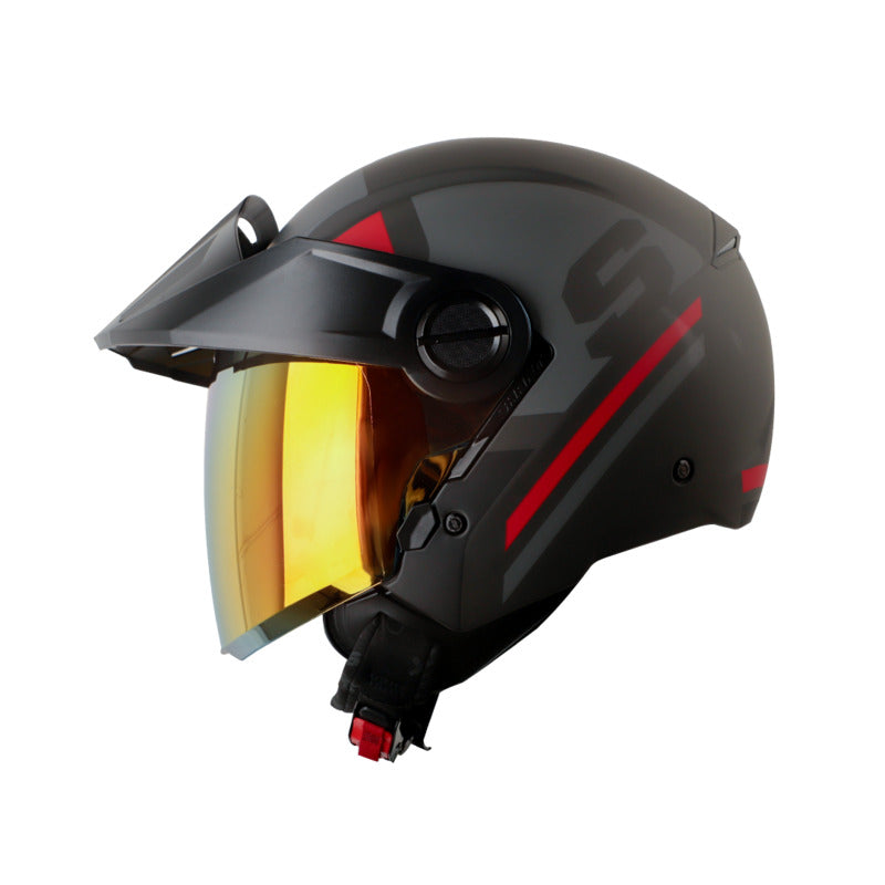 CASCO SHAFT SH-212 DRAK MATE GRIS OSCURO ROJO VISOR IRIDIUM