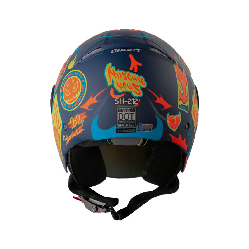 CASCO SHAFT SH-212 MISCHIEVOUS MATE AZUL OSCURO NARANJA NEON