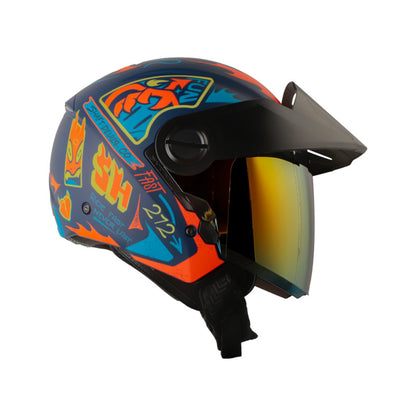 CASCO SHAFT SH-212 MISCHIEVOUS MATE AZUL OSCURO NARANJA NEON