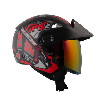 CASCO SHAFT SH-212 MISCHIEVOUS MATE NEGRO ROJO VISOR IRIDIUM