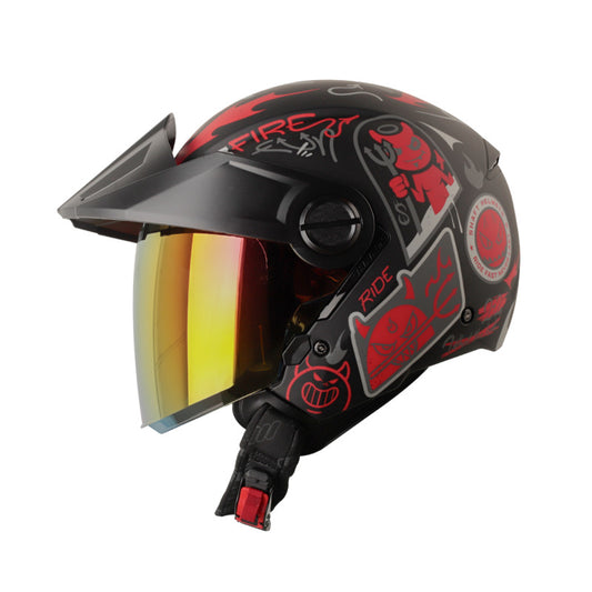 CASCO SHAFT SH-212 MISCHIEVOUS MATE NEGRO ROJO VISOR IRIDIUM