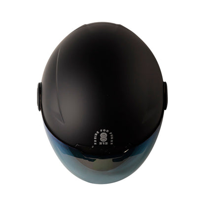 CASCO SHAFT SH-212 SOLID NEGRO PLATA VISOR AZUL