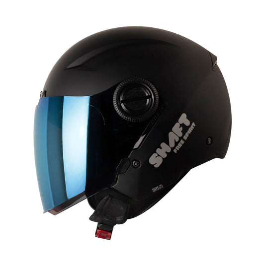 CASCO SHAFT SH-212 SOLID MATE NEGRO VISOR IRIDIUM AZUL CLARO