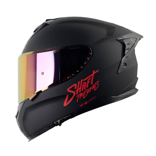 CASCO SHAFT SH-610DV PRO SOLID MATE NEGRO ROJO VISOR IRIDIUM