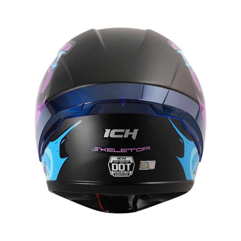 CASCO ICH-501SP SKELETOR MATE NEGRO MORADO NEON VISOR AZUL