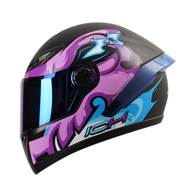 CASCO ICH-501SP SKELETOR MATE NEGRO MORADO NEON VISOR AZUL